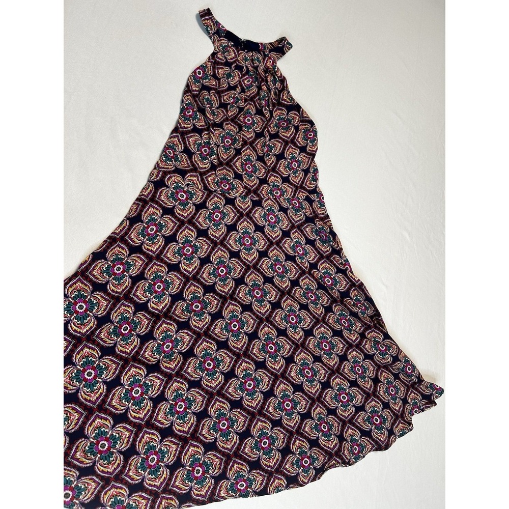 Express Halter Maxi Dress Size 4 Navy Medallion Floral Print Lined NWT